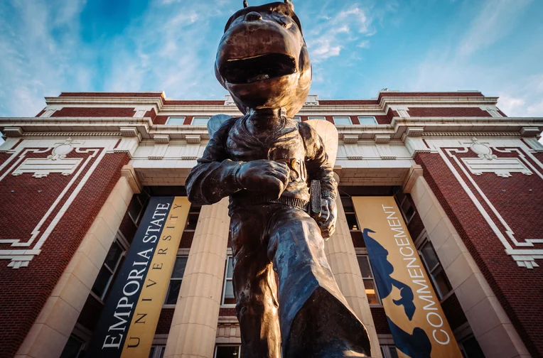 Corky Statue in front of Plumb Hall