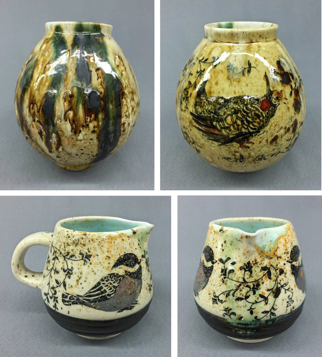 Emily Young bird pots