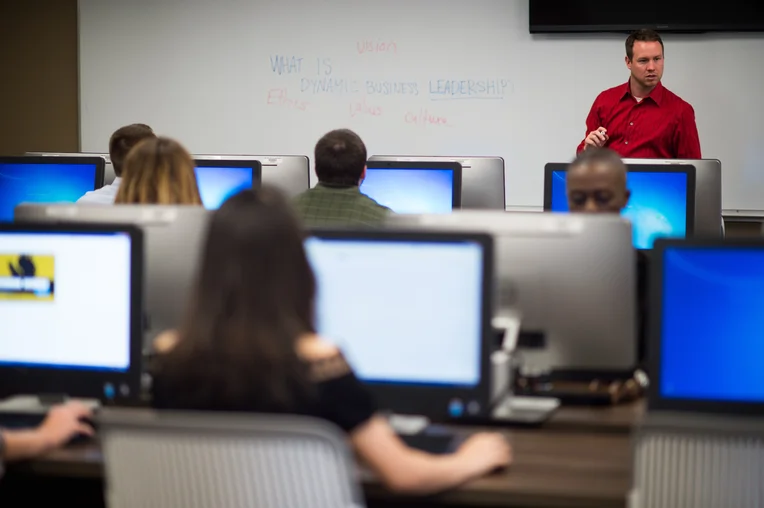 Students studying in computer lab