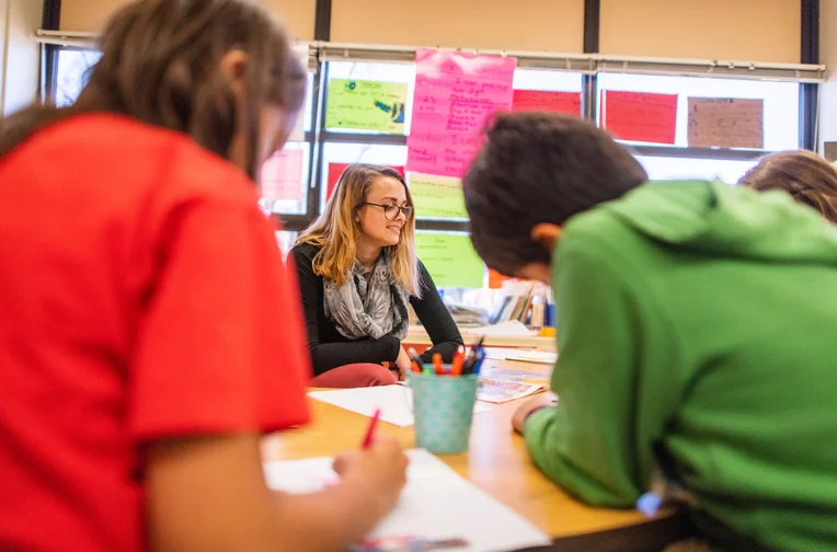 Emporia State Teachers College student working with children