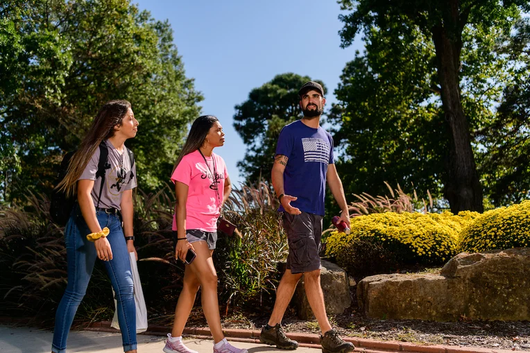 Students walking on campus