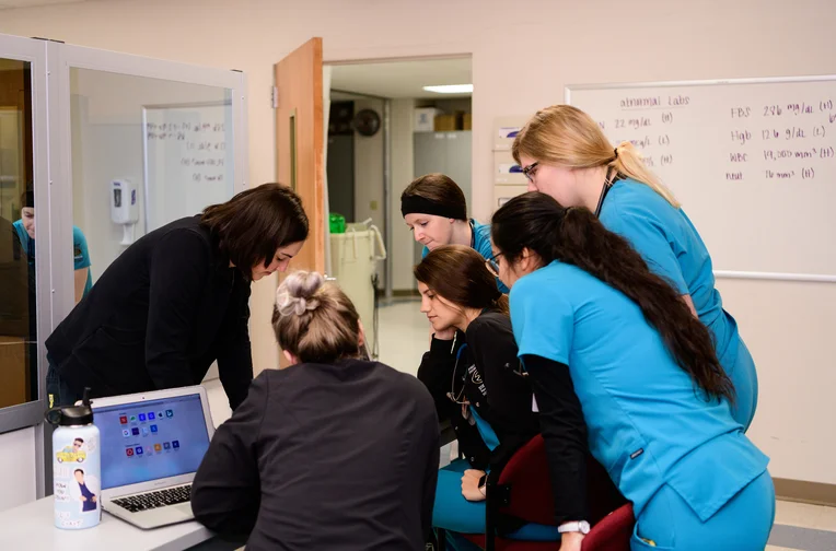 Nursing students studying