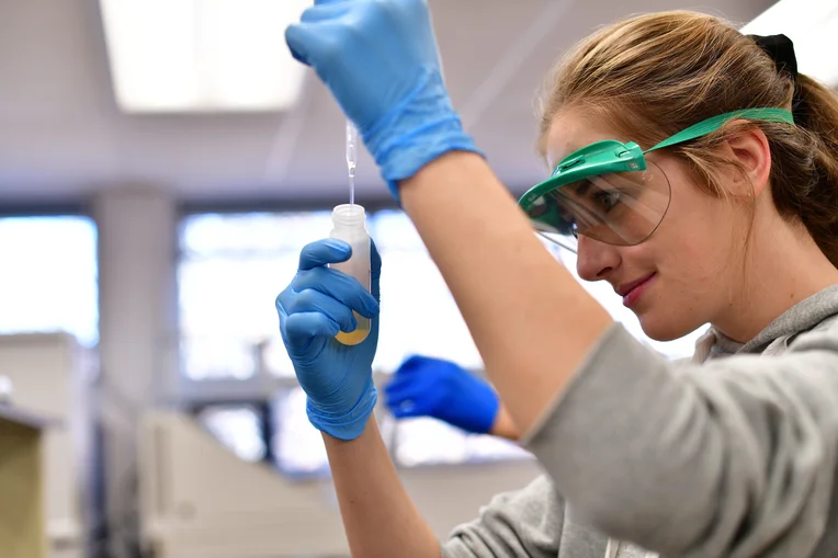 Student in Biochemistry class