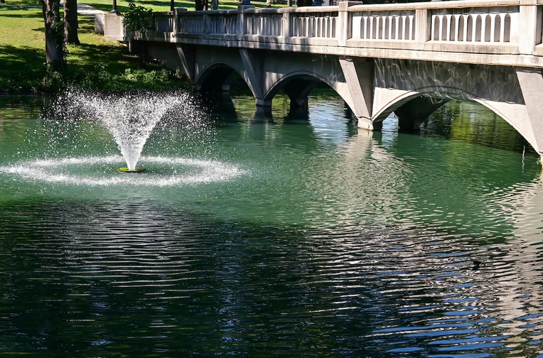 Emporia State Wooster Lake fountain