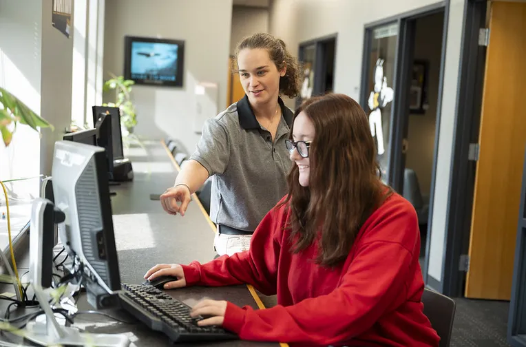 Student working on the computer
