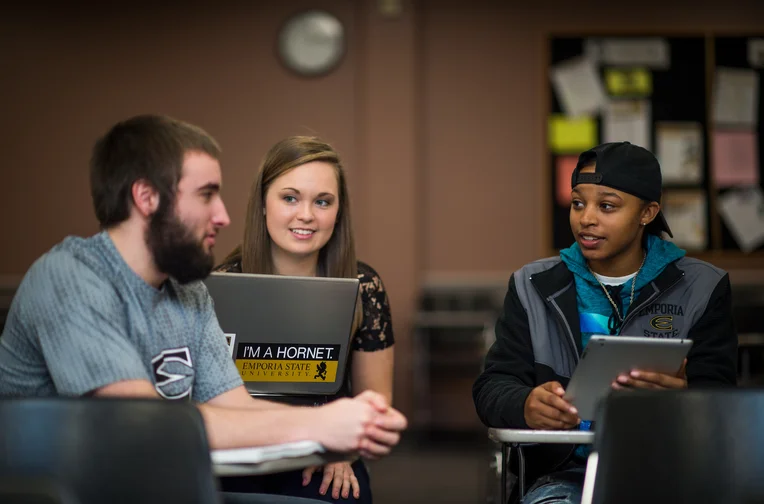 Emporia State students conversing