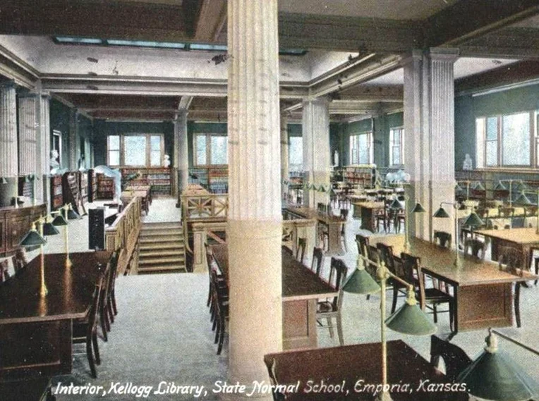 Inside of State Normal School, Kellogg Library, Emporia, KS