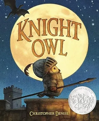 Book cover with illustration of juvenile owl dressed as a medieval knight